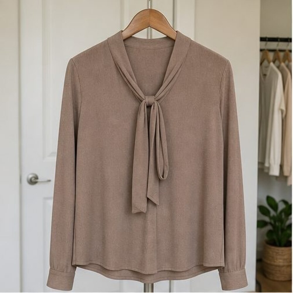 Taupe Button Blouse